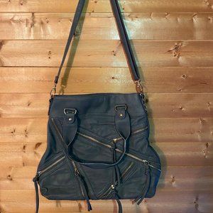 Olivia + Joy Taupe Gray Zipper Vegan Leather Tote
